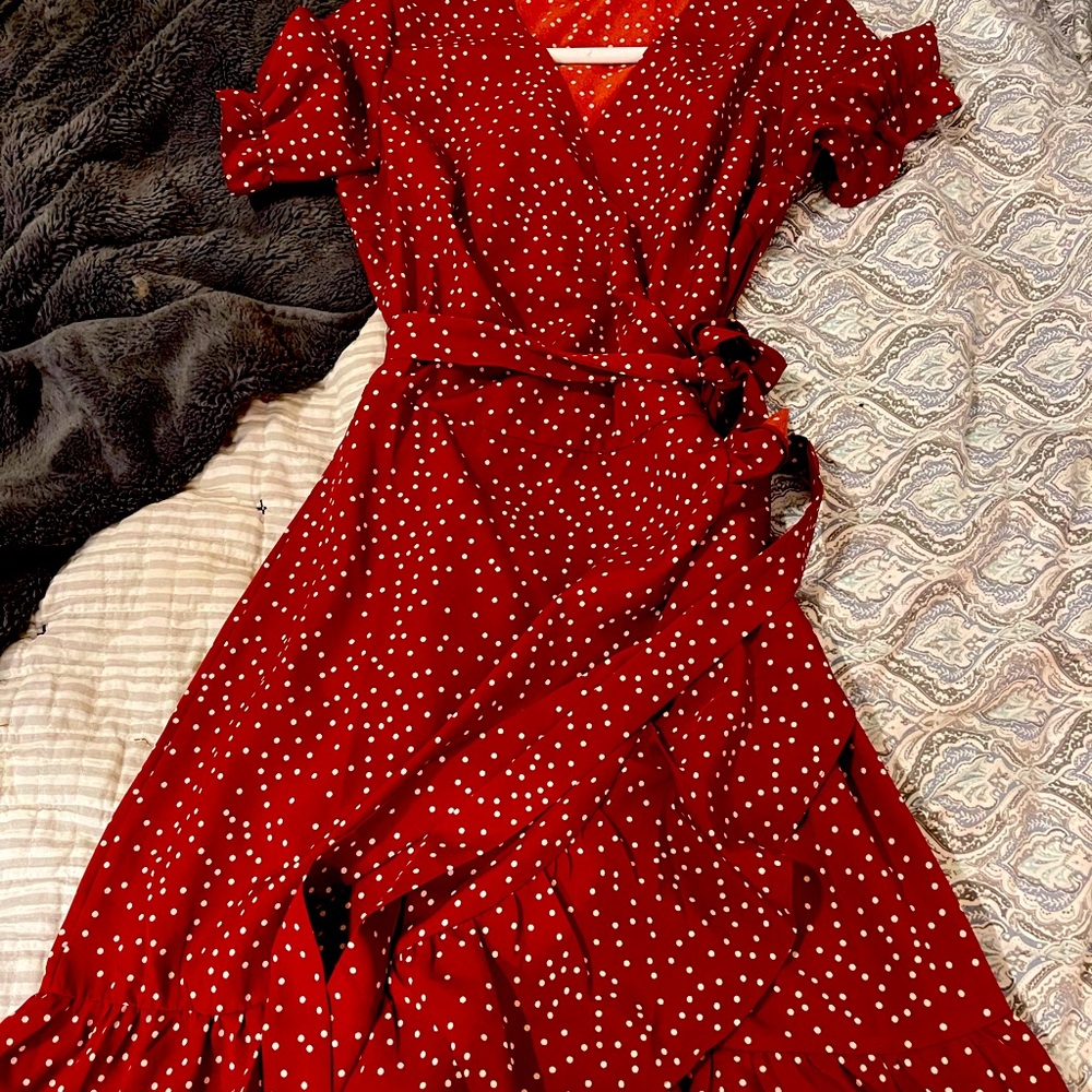 Cute, Dark red wrap dress